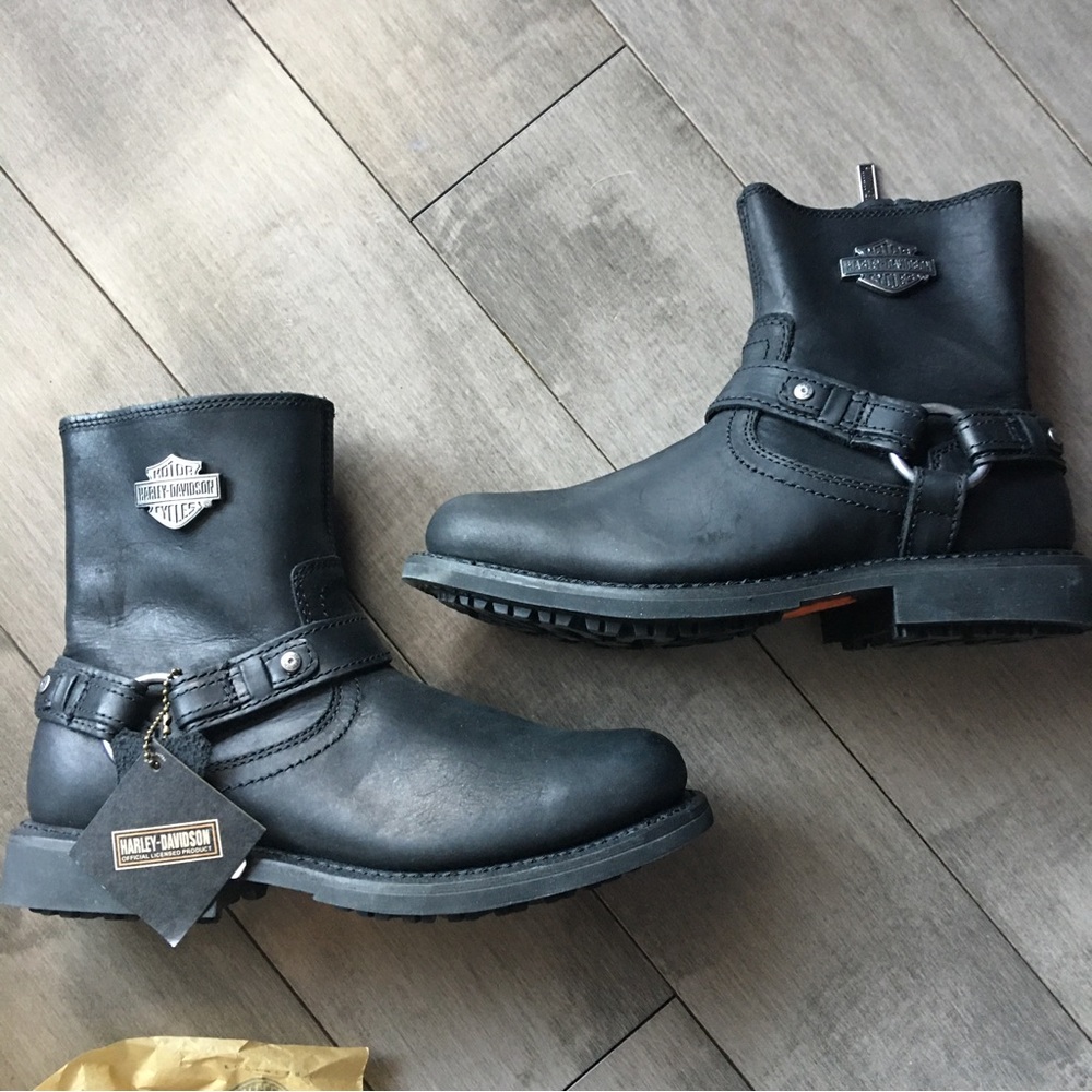 NEW Harley Davidson Men's SCOUT Black LTHR Motorcycle Riding Boots D9526…